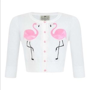 Collectif Mainline Lucy Flamingo Cardigan 2XL